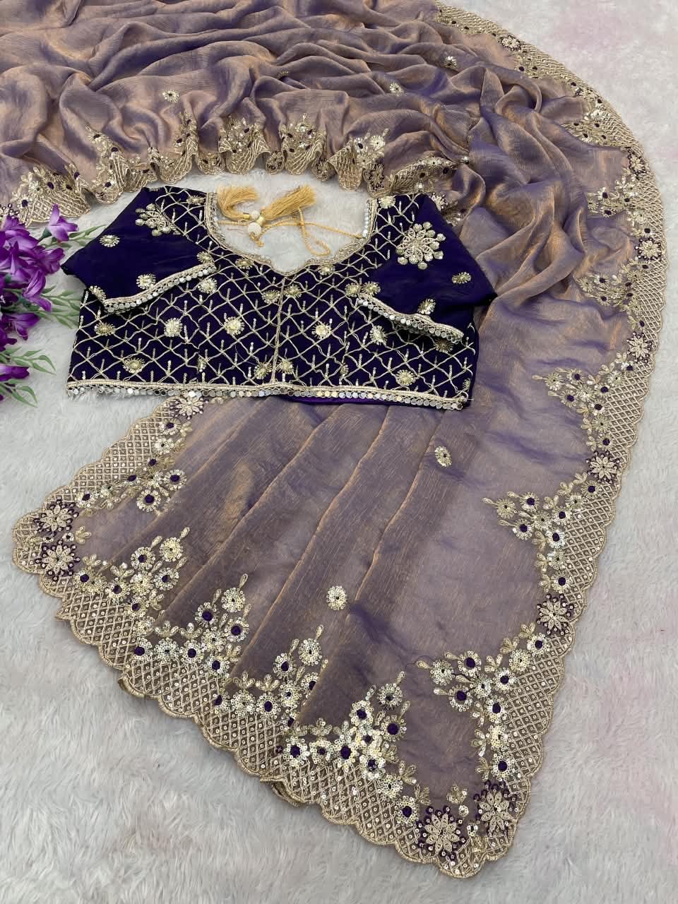 very soft nd elegant fendy chiffon fabric saree
