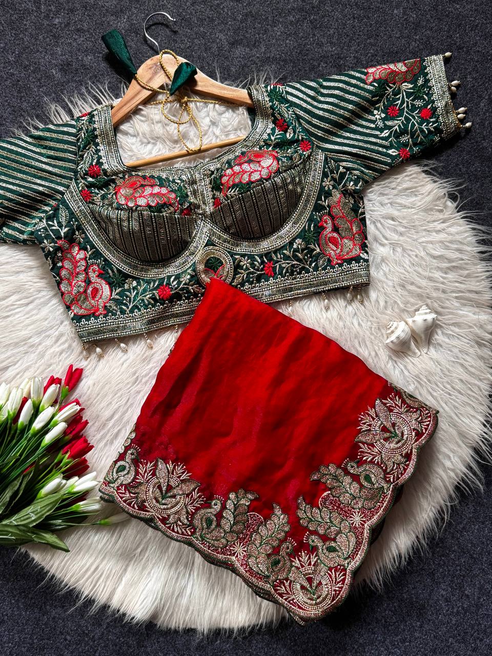 Soft fandy Sartin With Beautiful Embroidery Saree