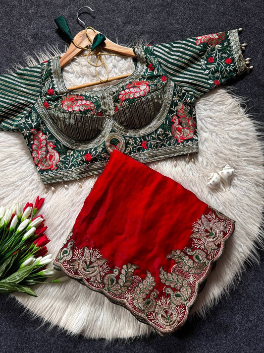 Soft fandy Sartin With Beautiful Embroidery Saree