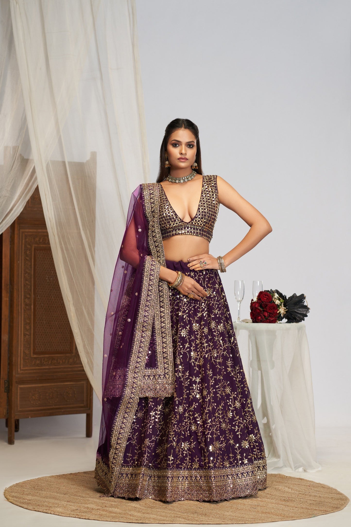 Georgette Zari Sequence Embroidery Choli