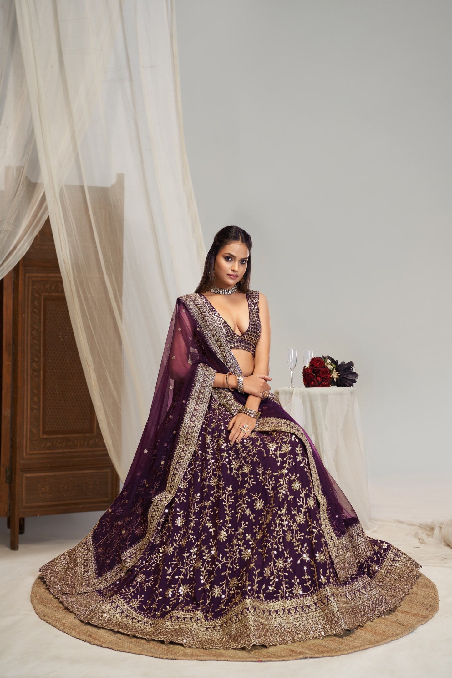 Georgette Zari Sequence Embroidery Choli