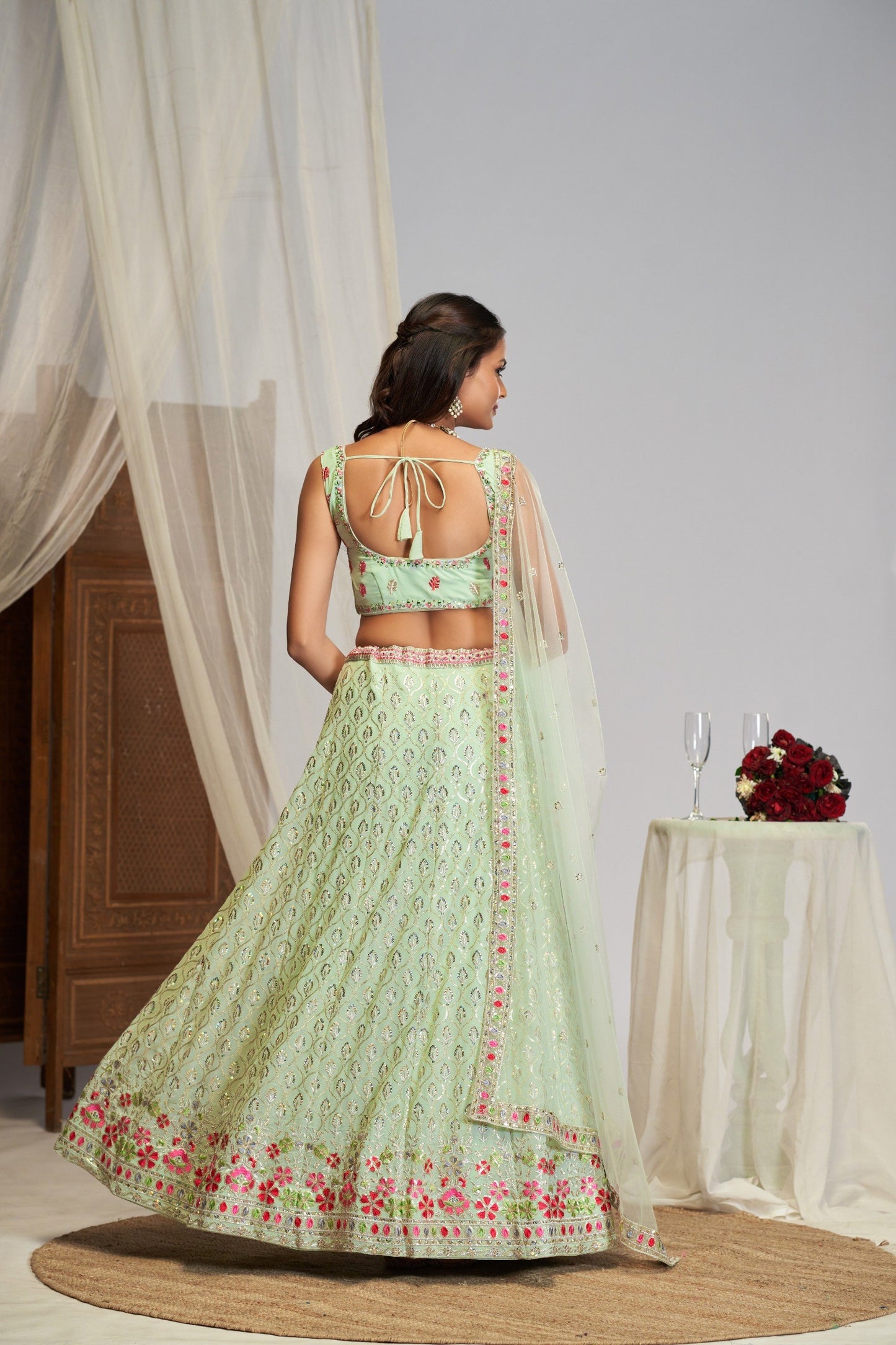 Georgette Zari Sequence Embroidery Choli