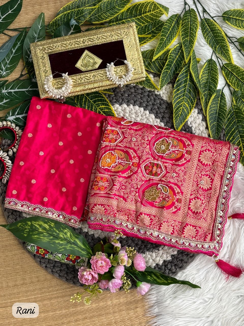 Pure Sartin saree with weaving jaquard nd mina work