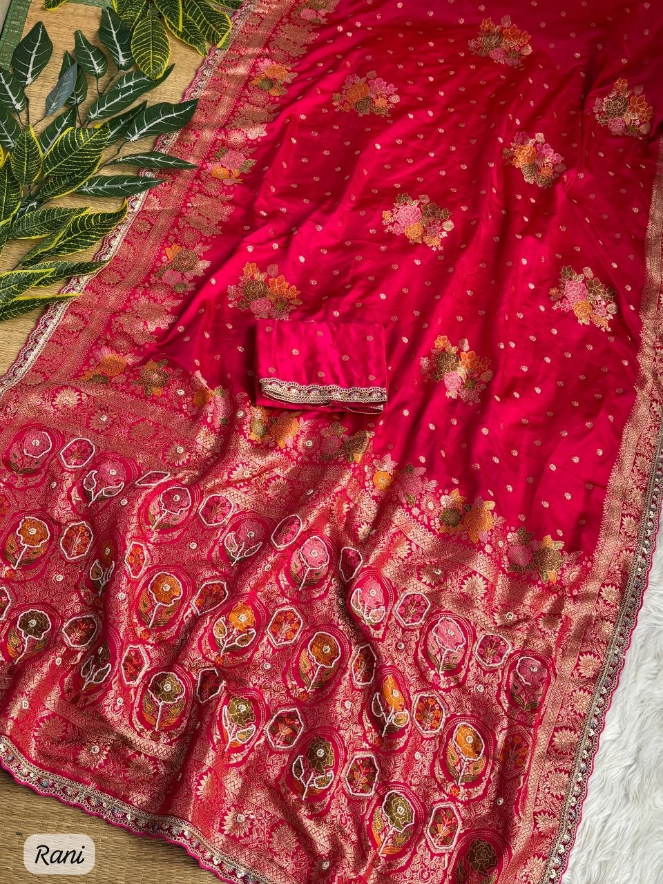 Pure Sartin saree with weaving jaquard nd mina work