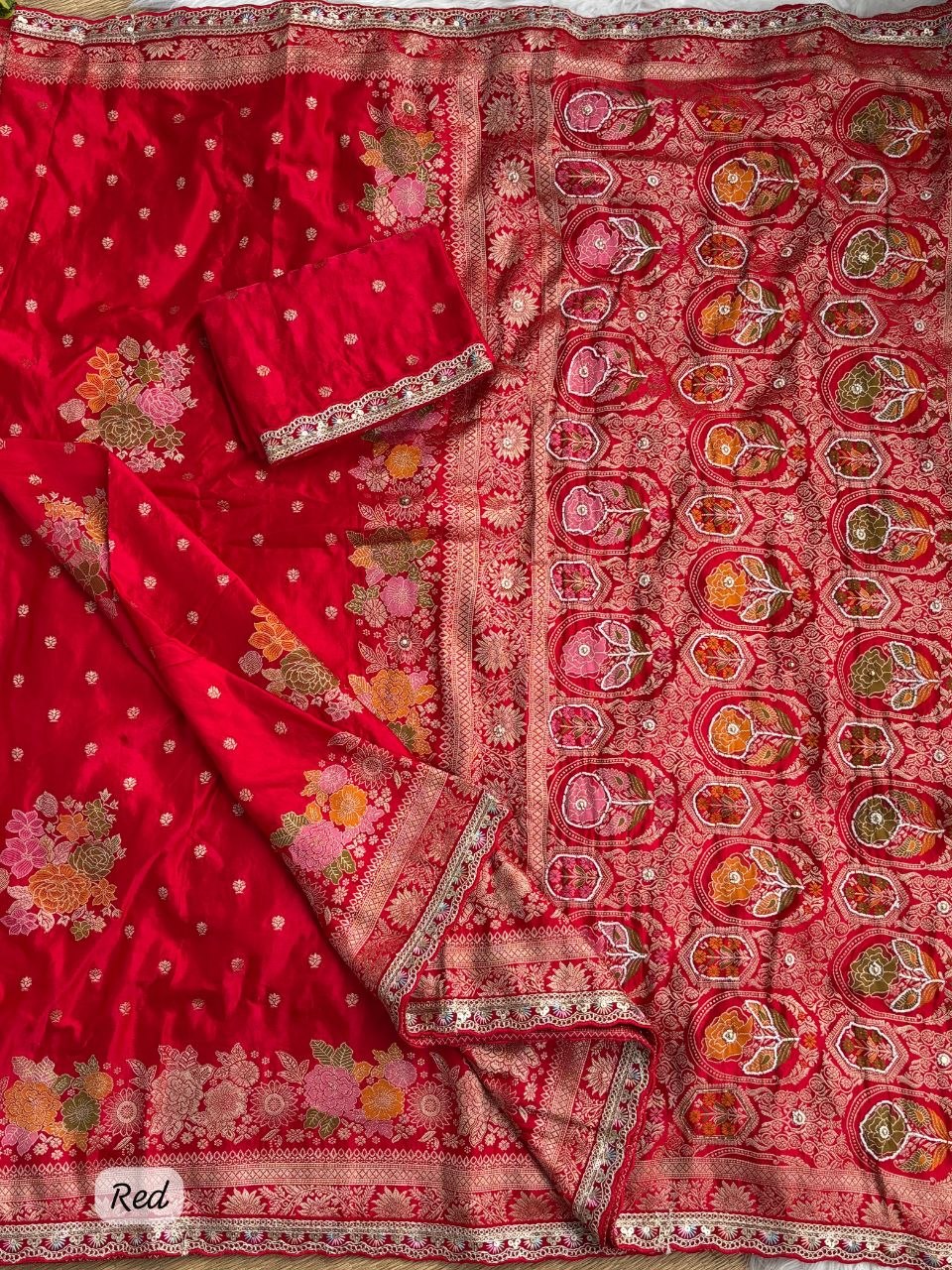 Pure Sartin saree with weaving jaquard nd mina work