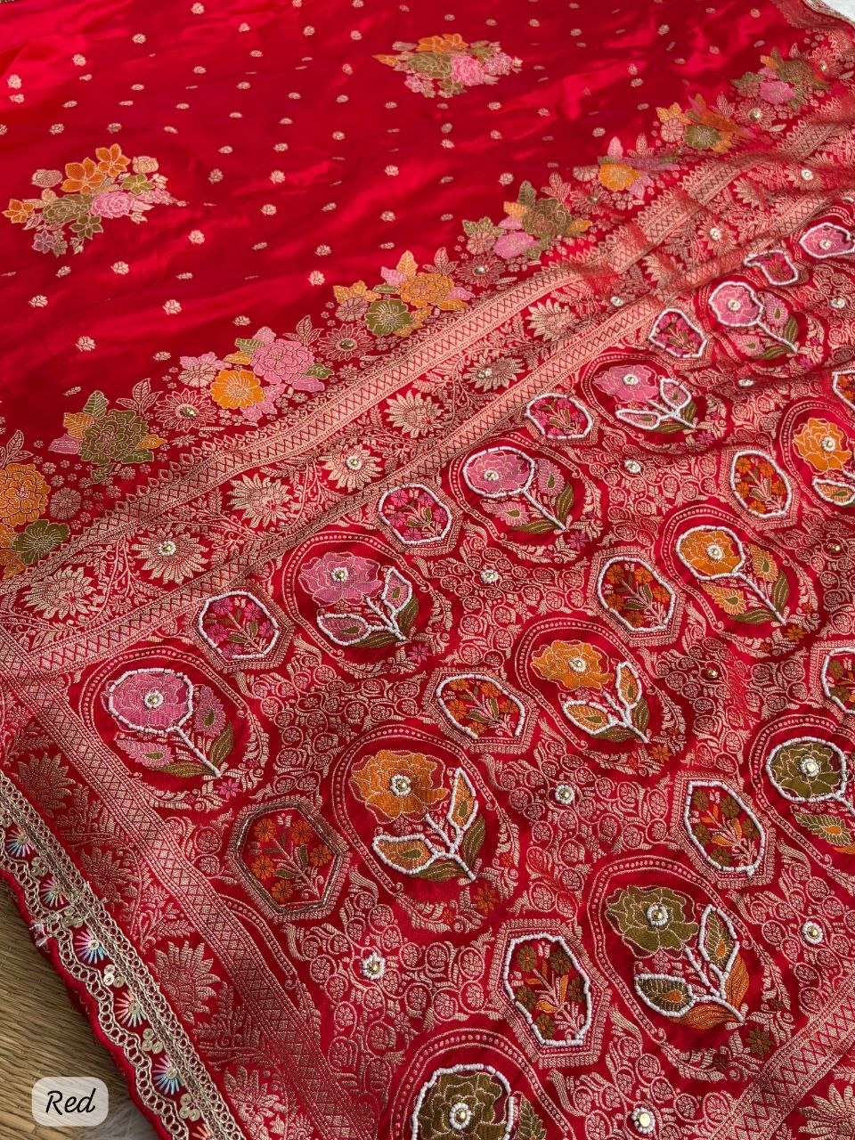 Pure Sartin saree with weaving jaquard nd mina work