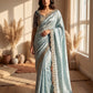 Soft Space Silk Bead sequins and Zari Embroidery Work Saree