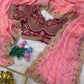 Soft Space Silk Bead sequins and Zari Embroidery Work Saree