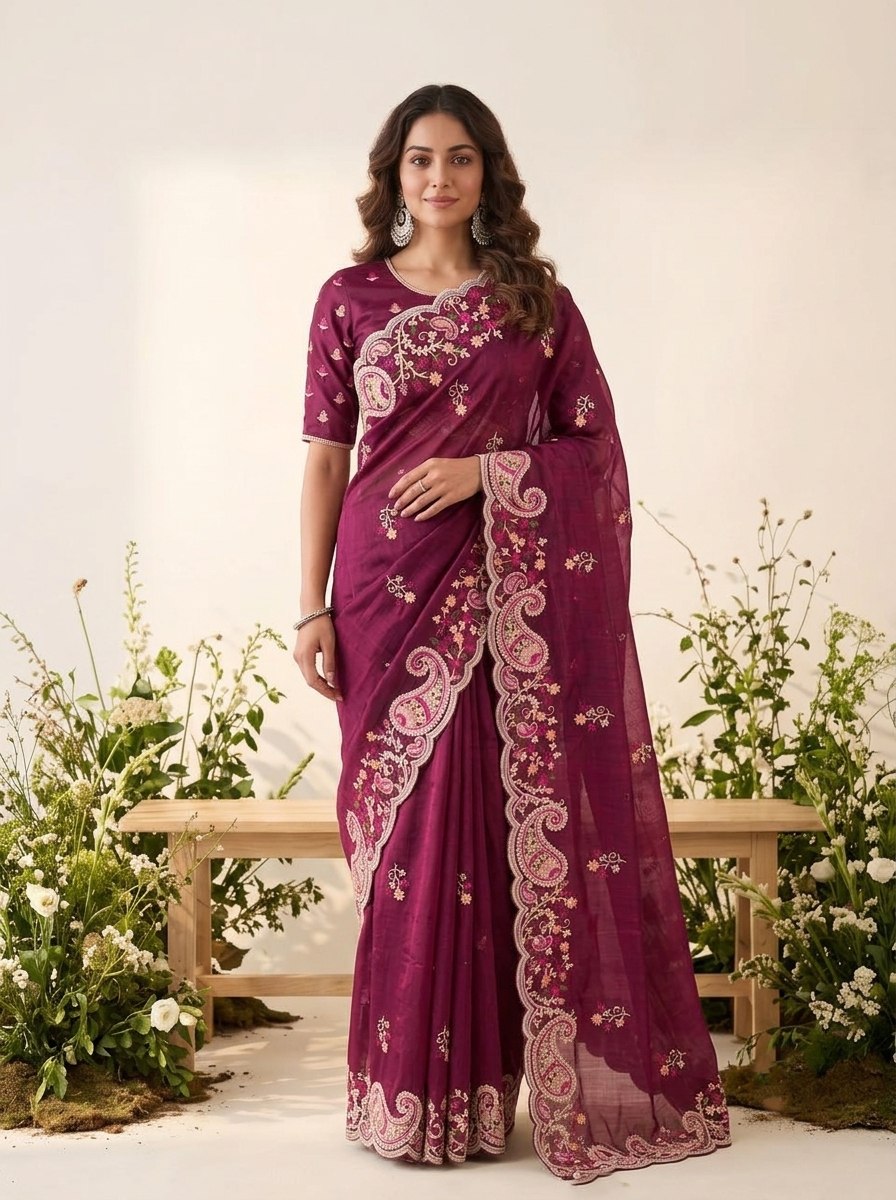 Party & Wedding Wear Soft  Space silk Saree