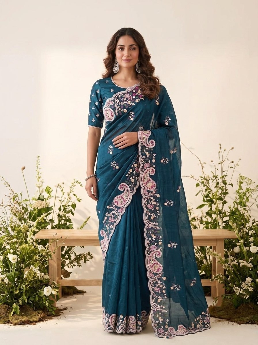 Party & Wedding Wear Soft  Space silk Saree