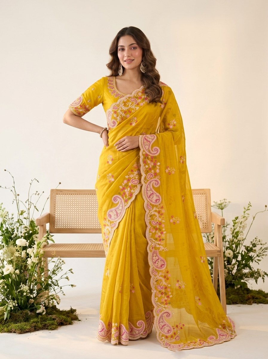 Party & Wedding Wear Soft  Space silk Saree