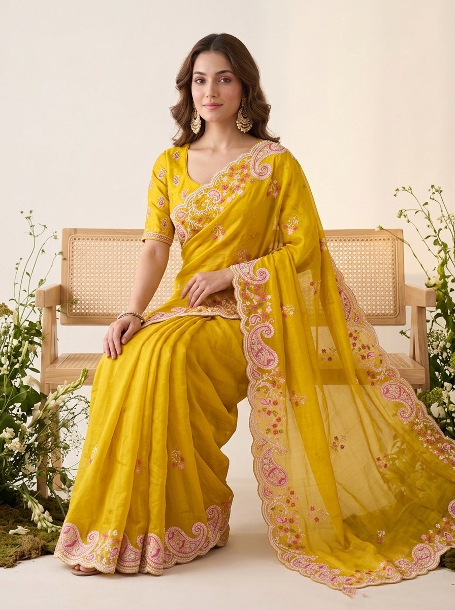 Party & Wedding Wear Soft  Space silk Saree