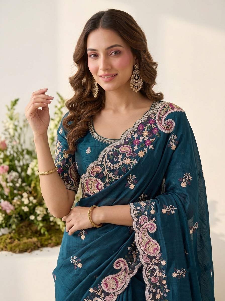 Party & Wedding Wear Soft  Space silk Saree