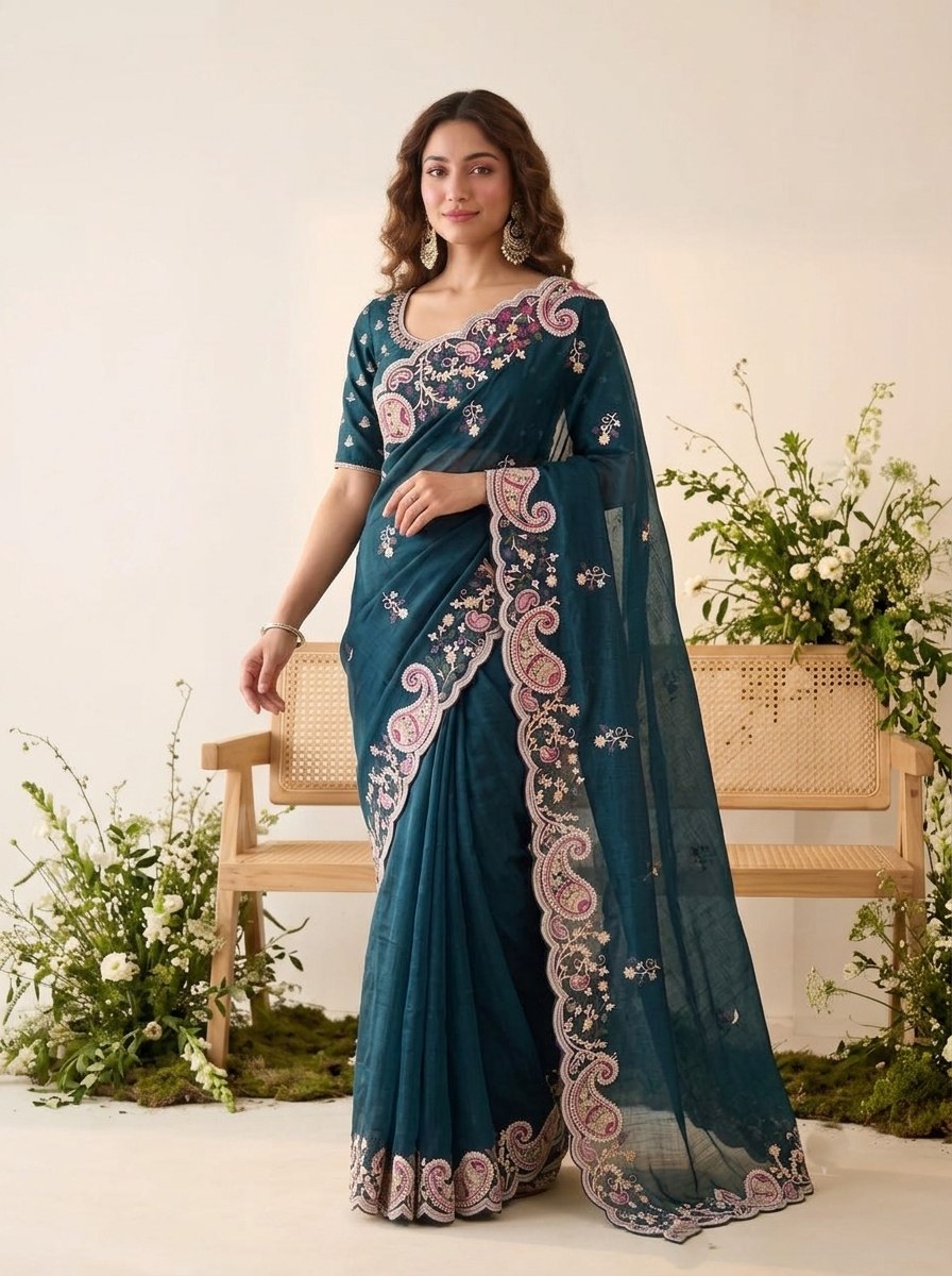 Party & Wedding Wear Soft  Space silk Saree