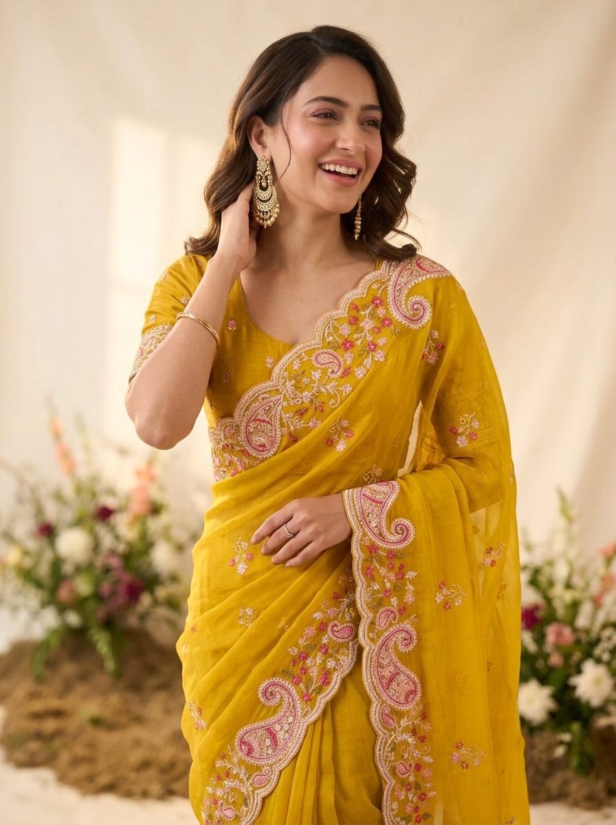 Party & Wedding Wear Soft  Space silk Saree