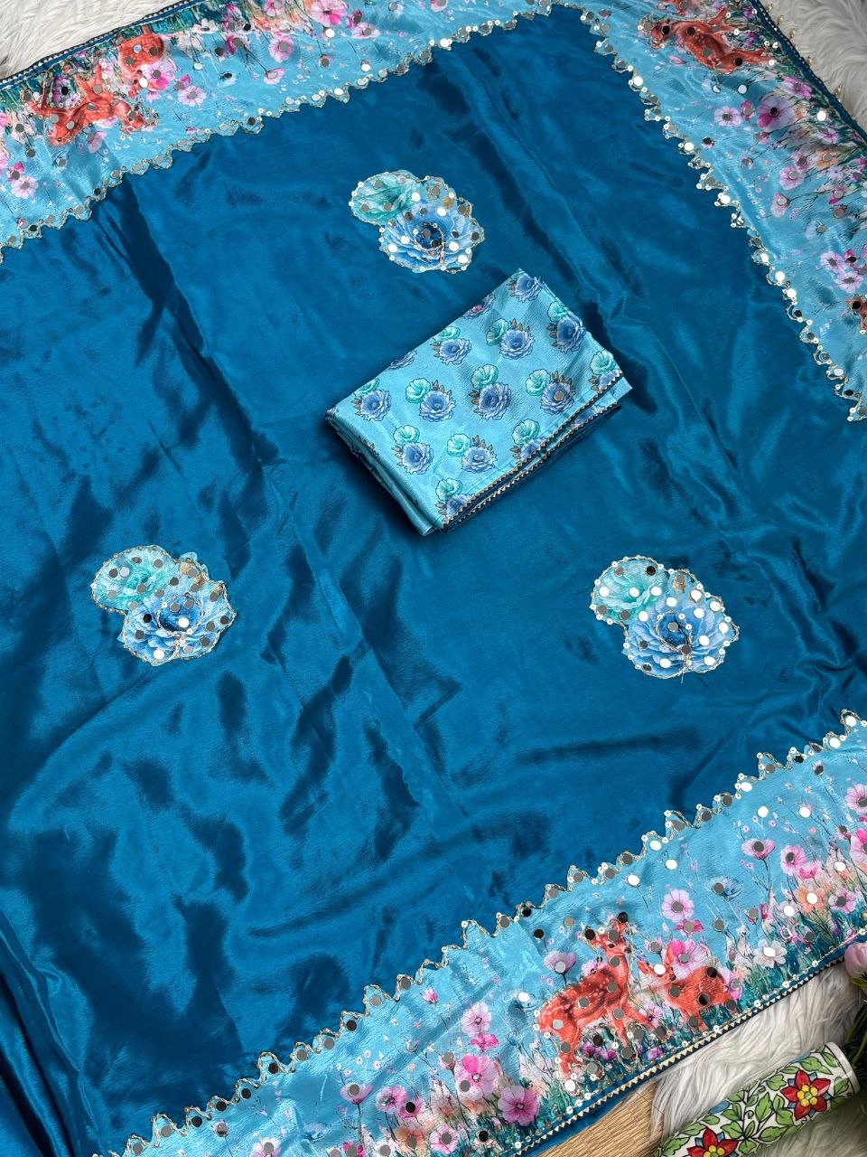 Very Soft and Elegant Rich look Soft Chinon Silk Digital Print