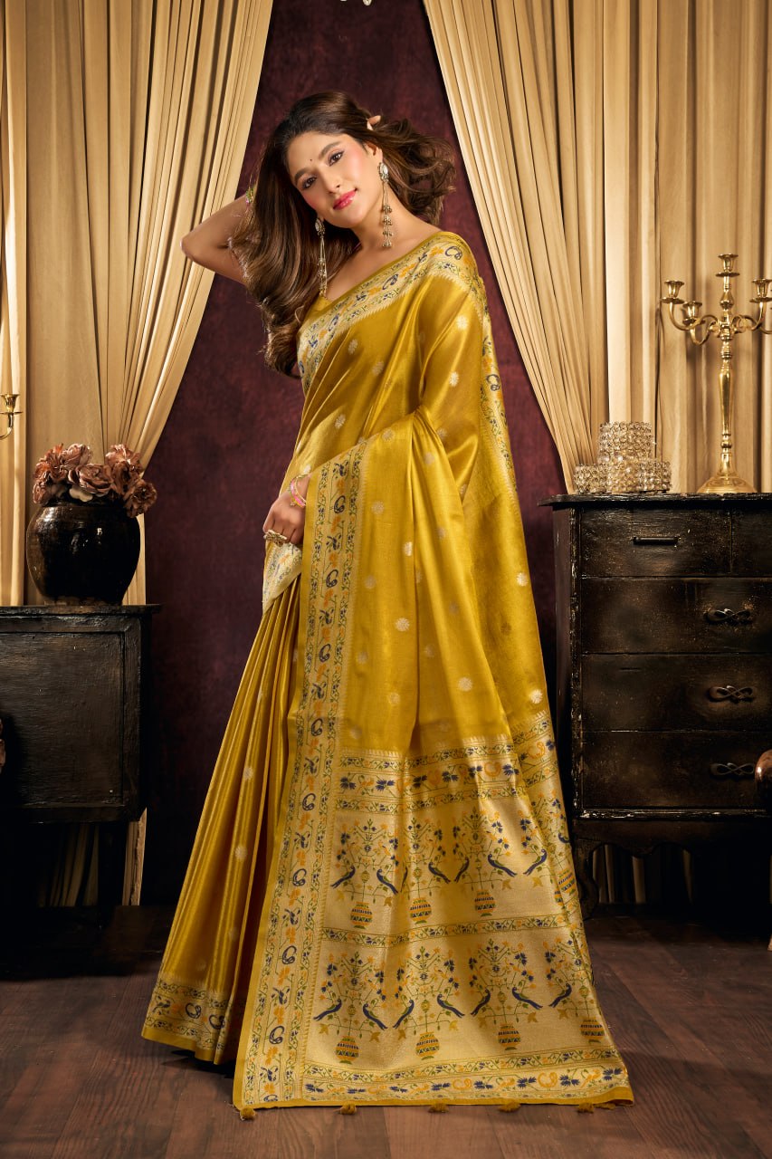 Premium Tissue Silk Saree With Tassels