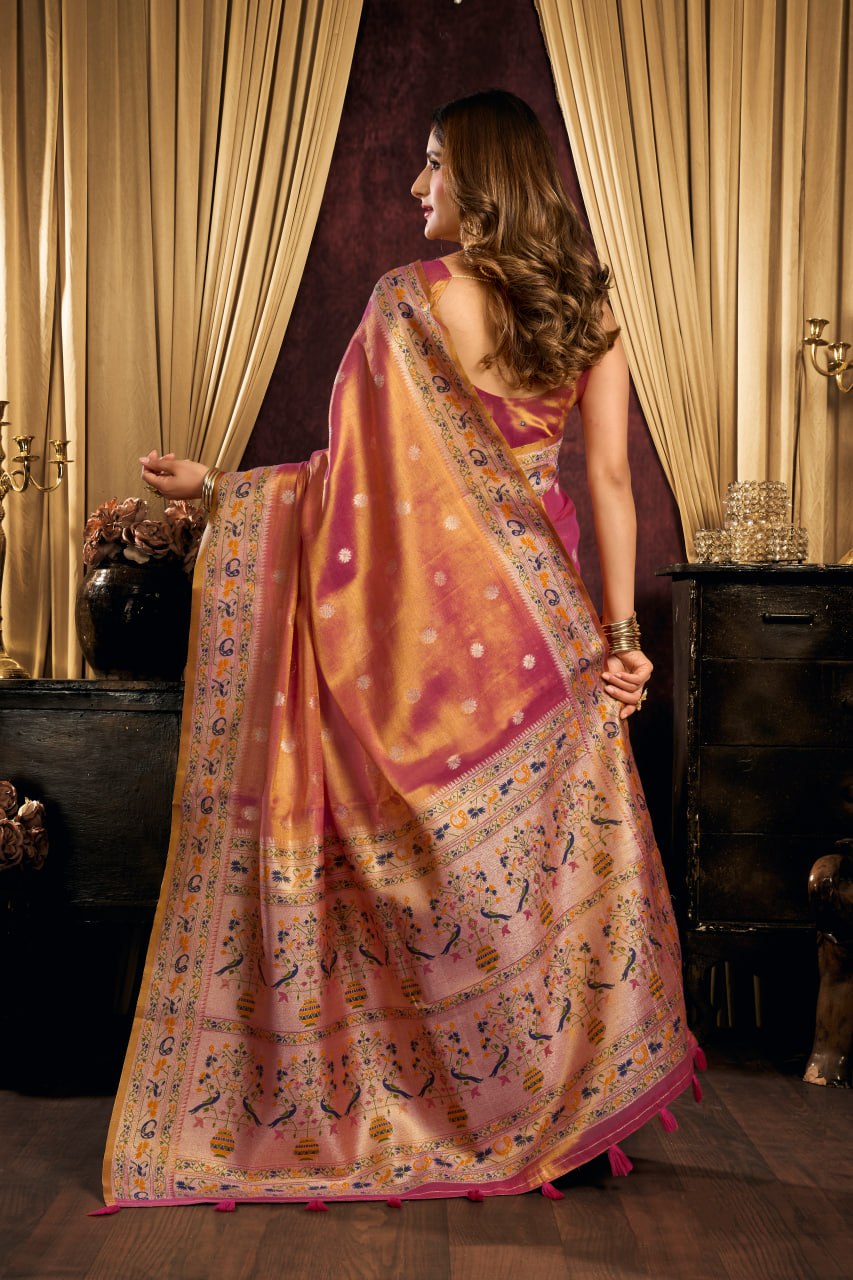 Premium Tissue Silk Saree With Tassels