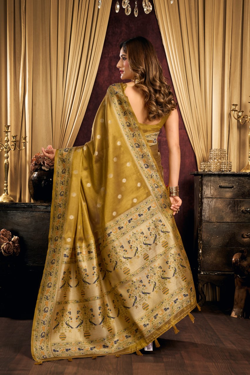 Premium Tissue Silk Saree With Tassels