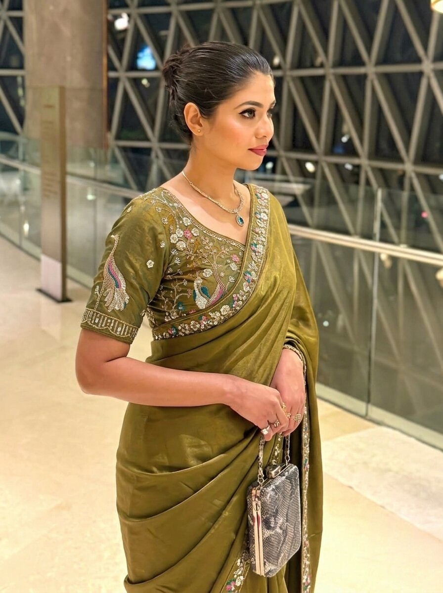 Designer Party Wear Fendy Satin Silk Saree