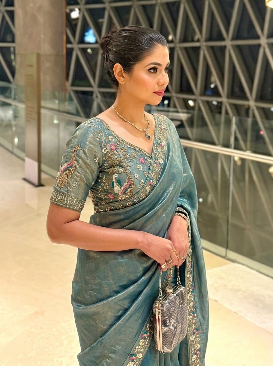 Designer Party Wear Fendy Satin Silk Saree