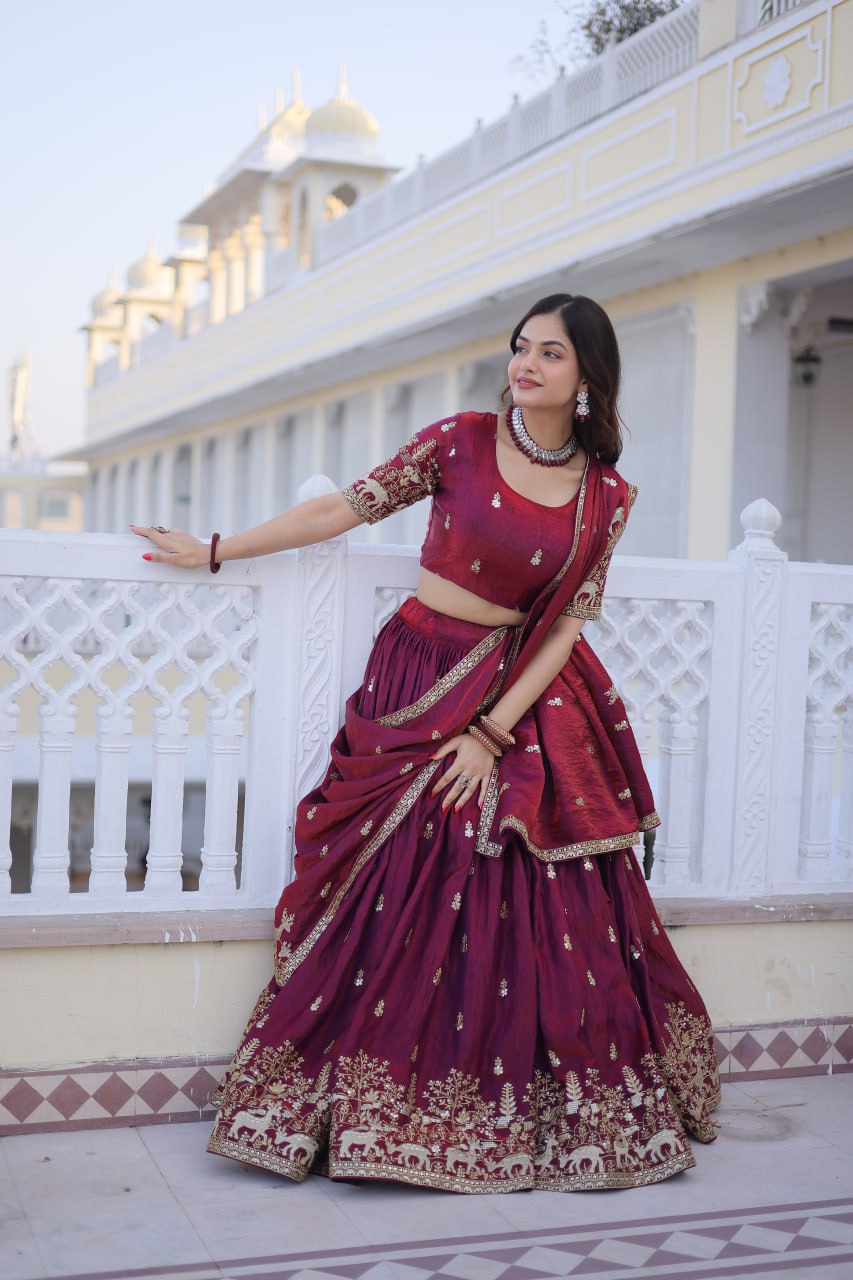 Fendi Silk With Heavy Sequins & Zari Thread Embroidered work lehenga