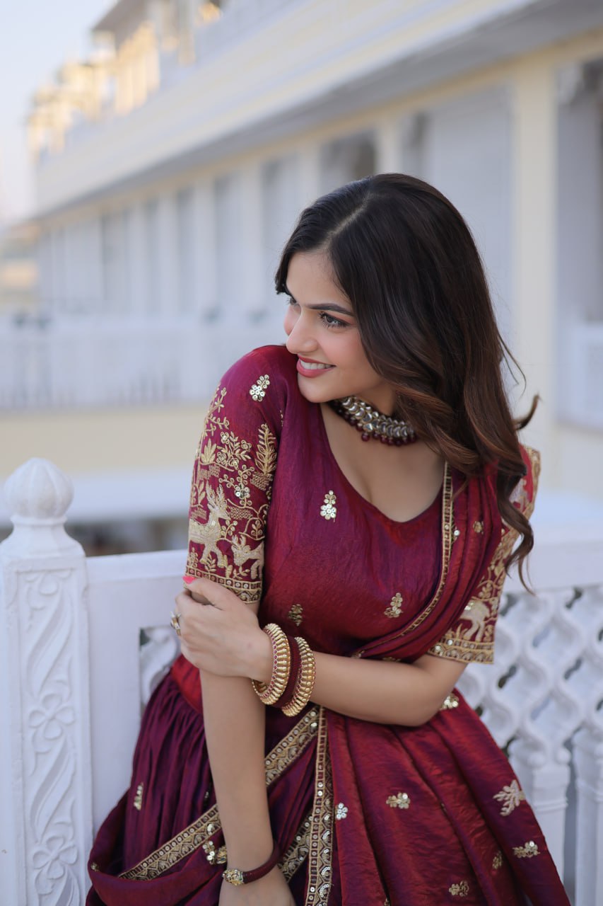 Fendi Silk With Heavy Sequins & Zari Thread Embroidered work lehenga