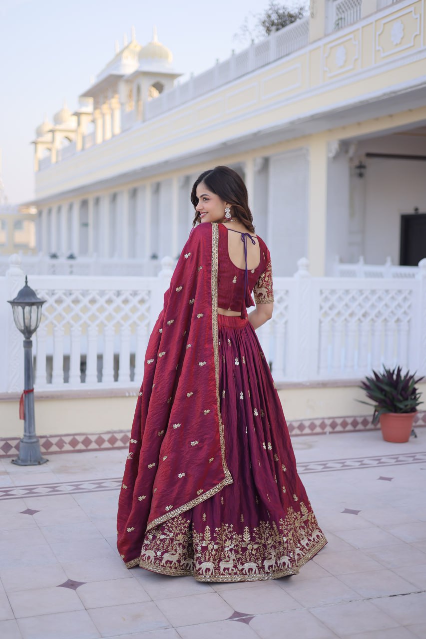 Fendi Silk With Heavy Sequins & Zari Thread Embroidered work lehenga