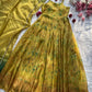 Digital printed Jimy organza silk suit with huge flair