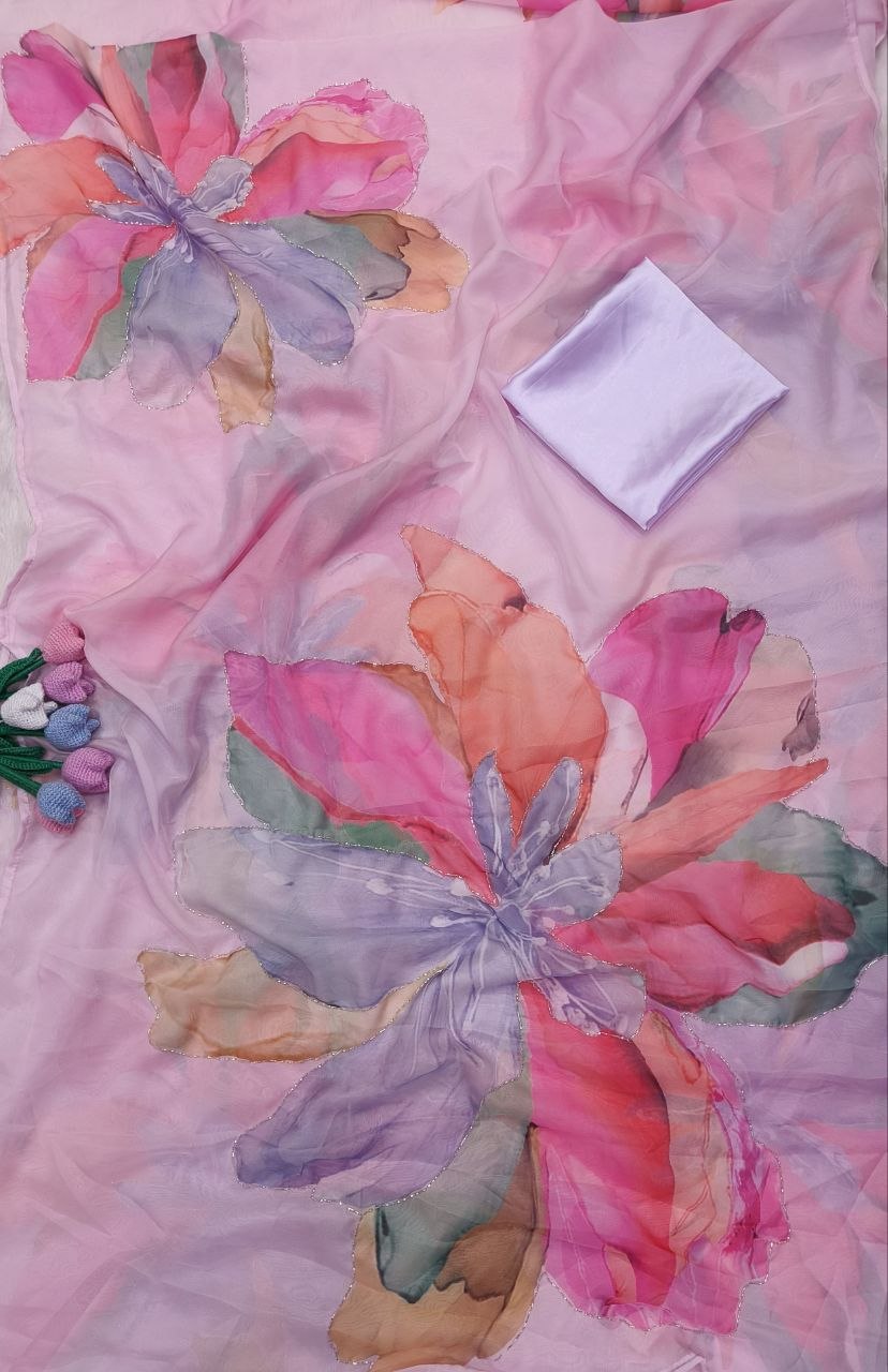 Soft Tebby silk with floral print Saree