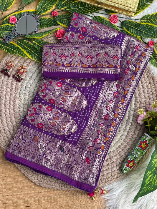 Pure soft viscose georgette sarees with amazing weaving patola