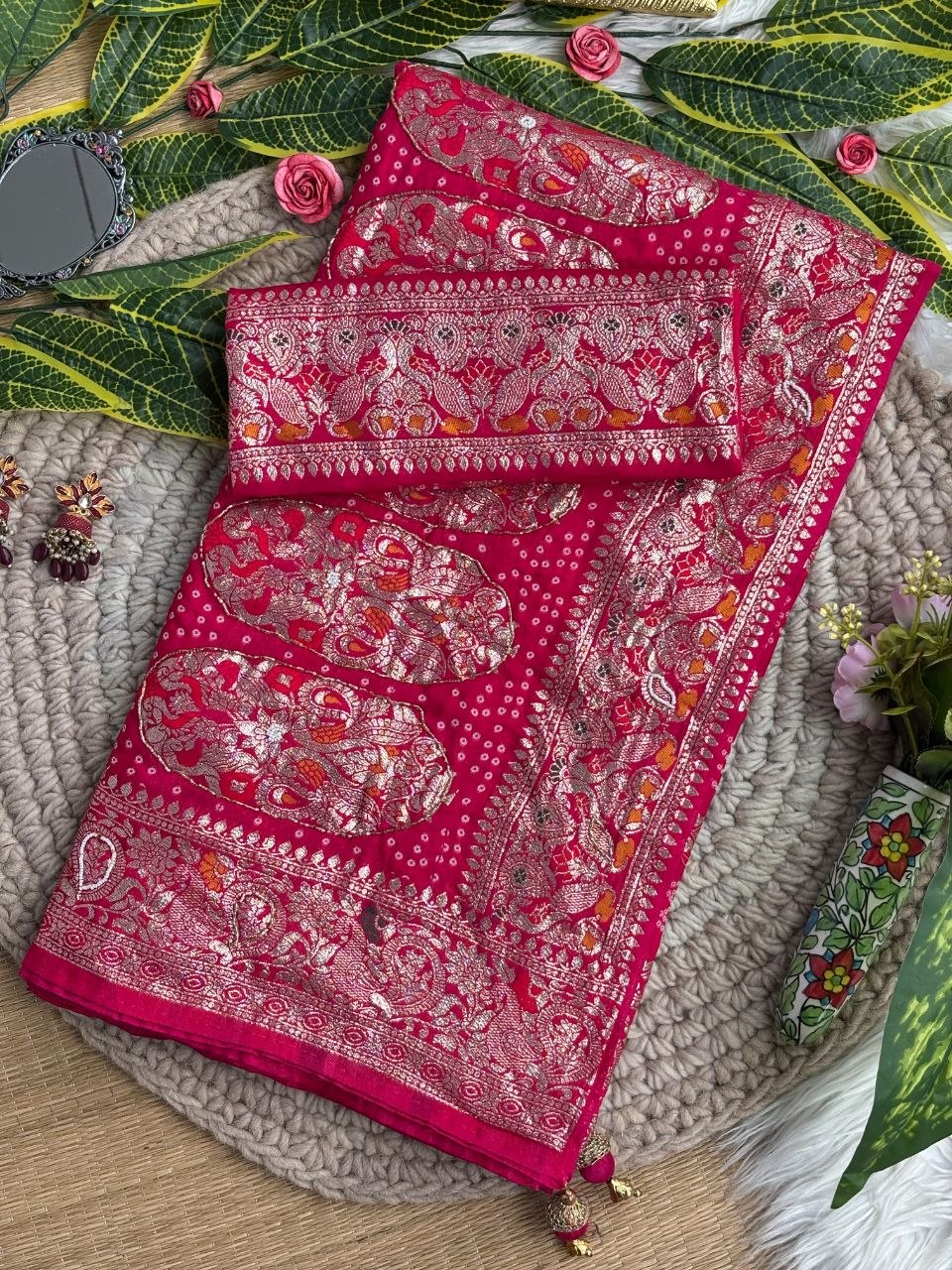 Pure soft viscose georgette sarees with amazing weaving patola