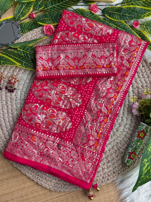 Pure soft viscose georgette sarees with amazing weaving patola