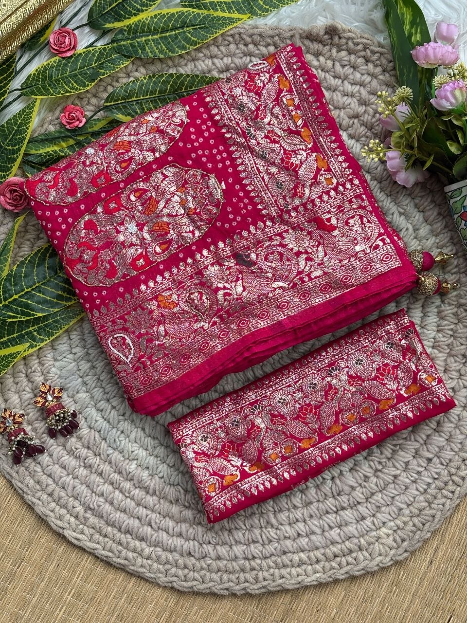 Pure soft viscose georgette sarees with amazing weaving patola