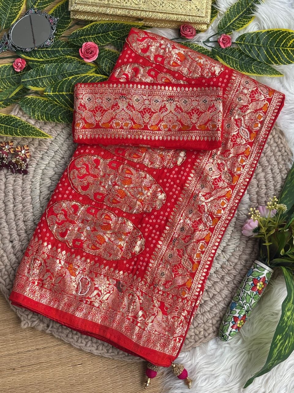 Pure soft viscose georgette sarees with amazing weaving patola