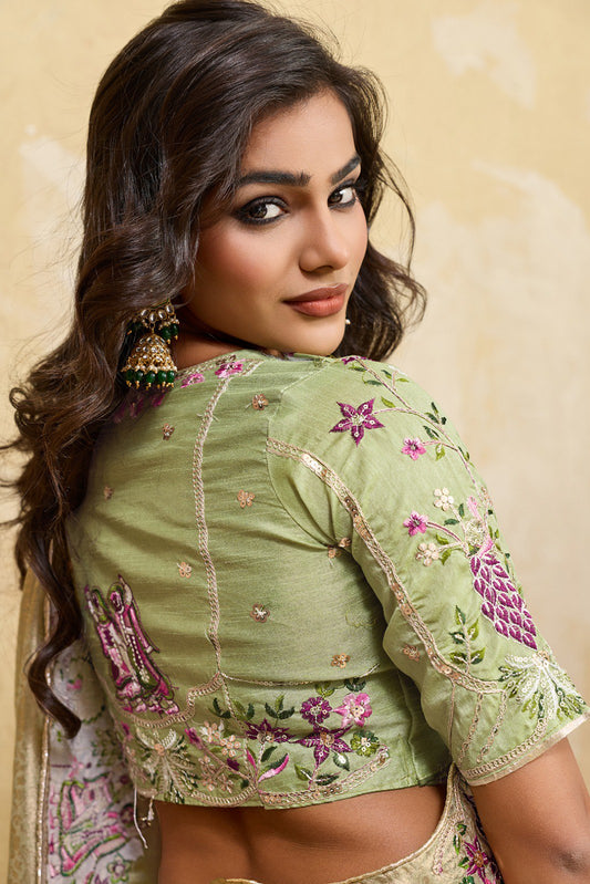 Wedding Wear Pure Kanjiwarm Radha Krishna Silk Work Saree