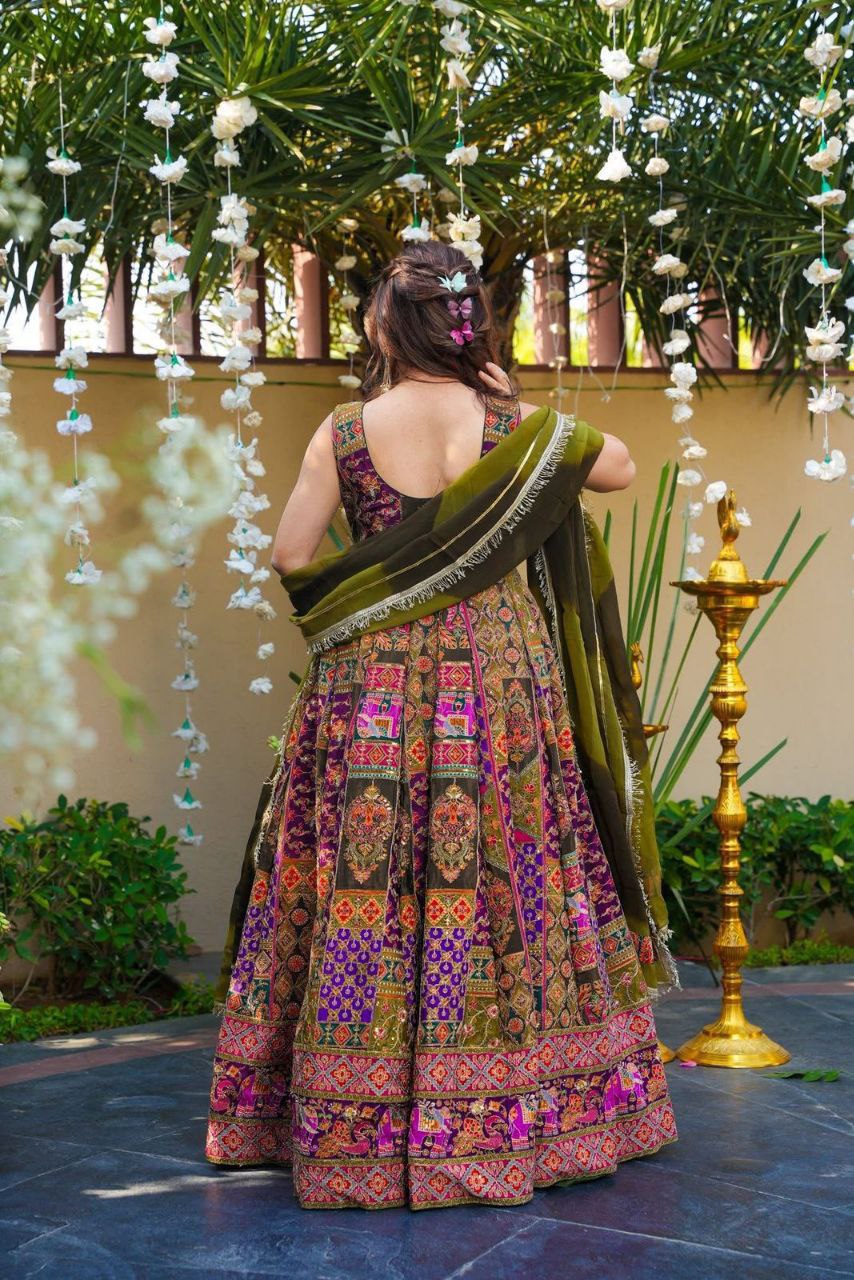 Digital printed Jmy organza silk suit with huge flair