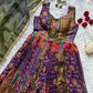 Digital printed Jmy organza silk suit with huge flair