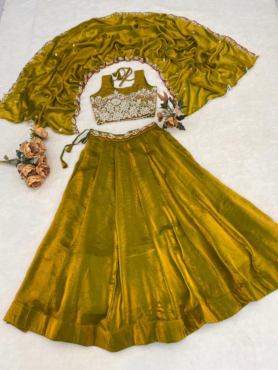 Fendy Plain Flairy Lehenga With Beads Work Belt Lehenga