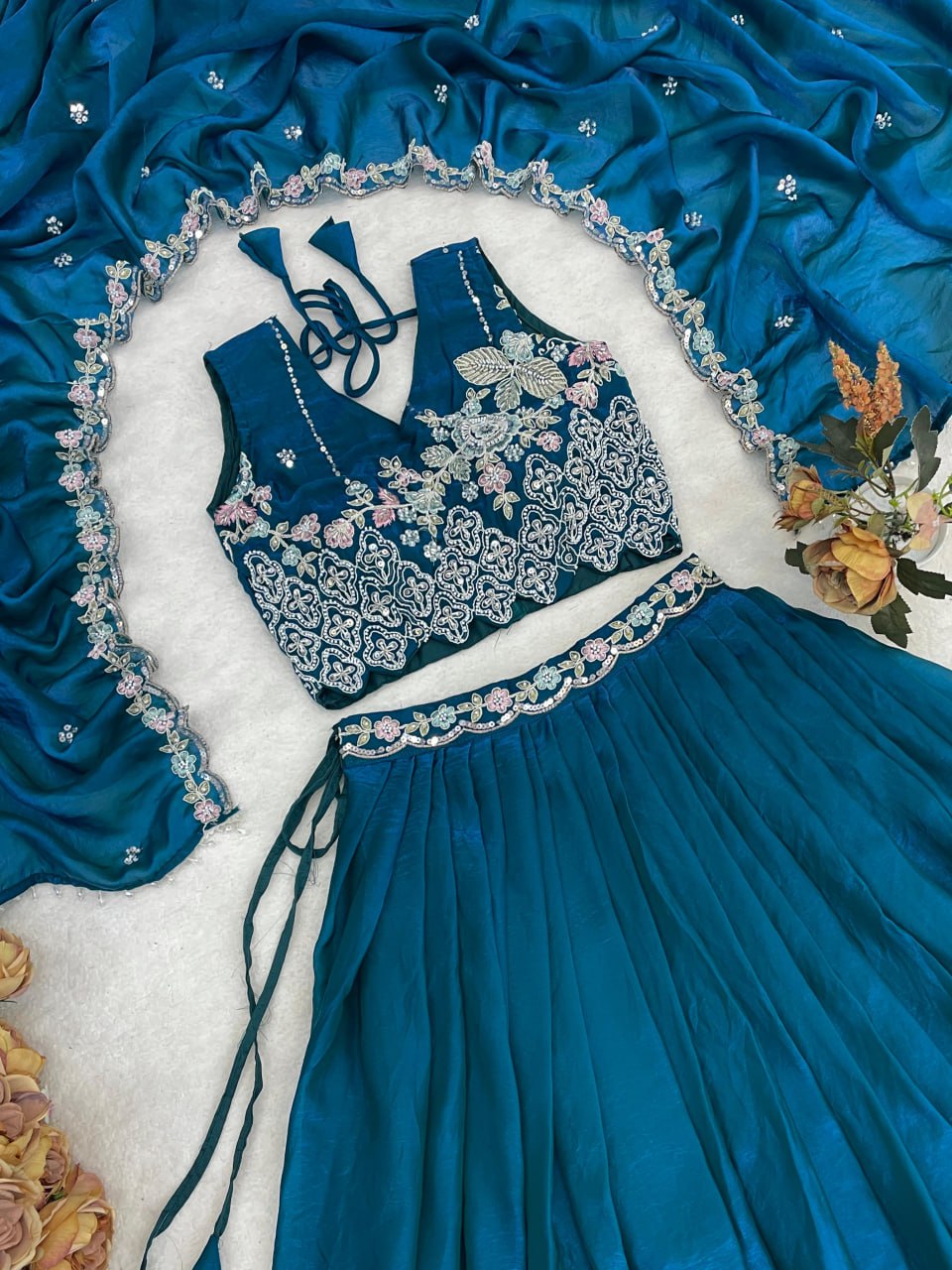 Fendy Plain Flairy Lehenga With Beads Work Belt Lehenga