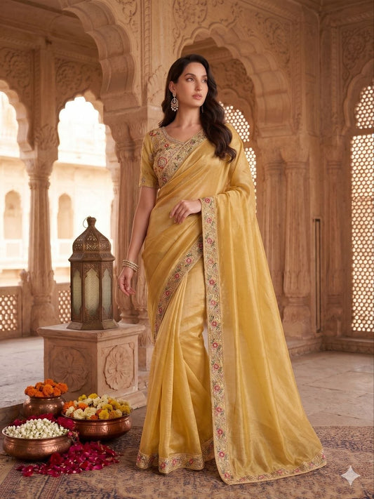 Presenting You Most Beautiful Latest Full Handwork Saree