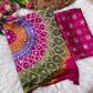 Japan sattin With original mirror work With tassels in pallu saree