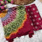 Japan sattin With original mirror work With tassels in pallu saree