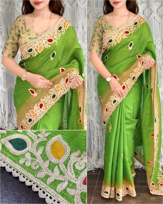 Kota doria checks cotton silk Saree