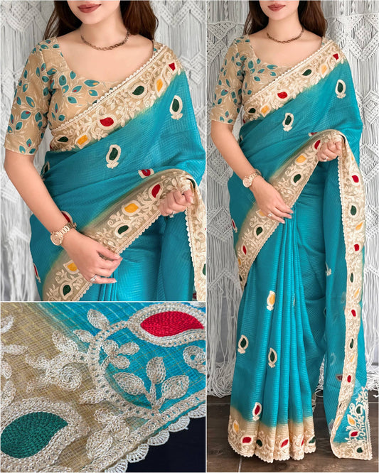 Kota doria checks cotton silk Saree