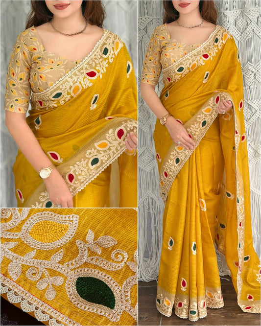 Kota doria checks cotton silk Saree