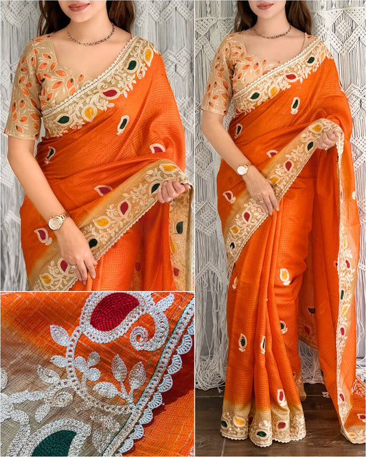 Kota doria checks cotton silk Saree