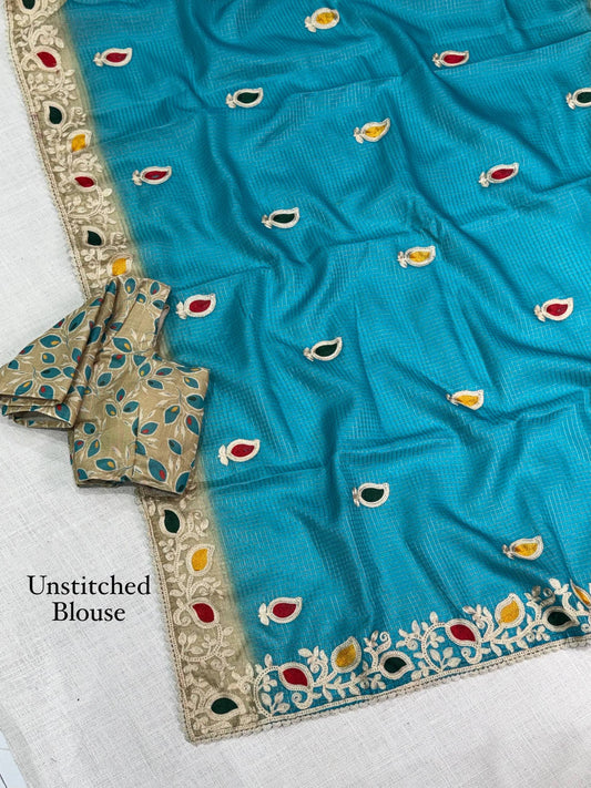 Kota doria checks cotton silk Saree
