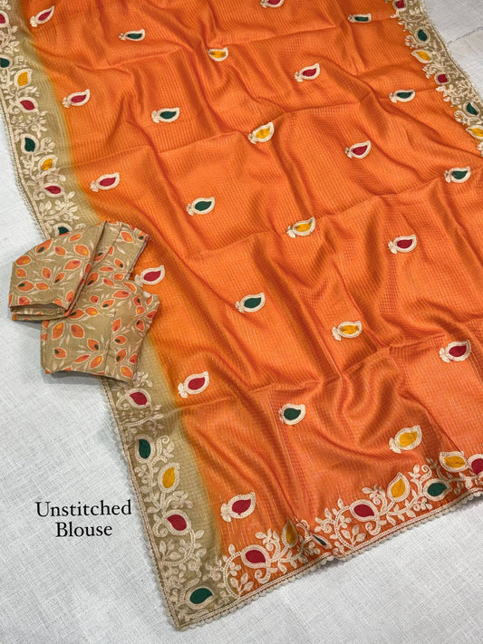 Kota doria checks cotton silk Saree