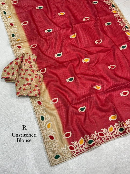 Kota doria checks cotton silk Saree